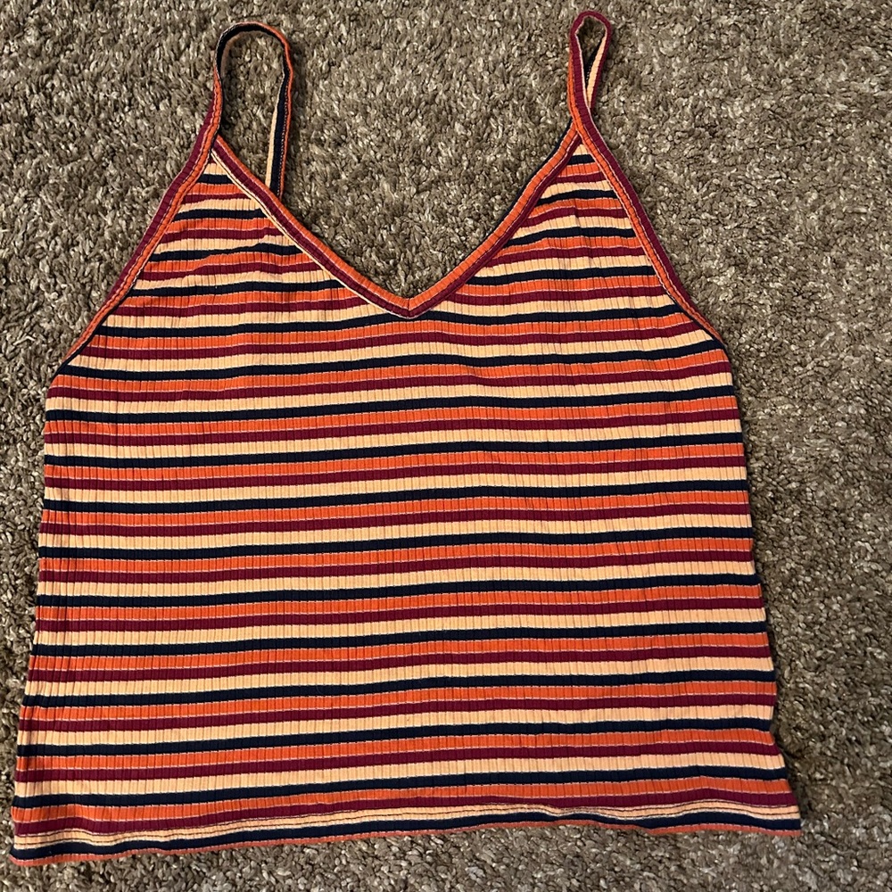 American Eagle orange striped cropped tank top size large